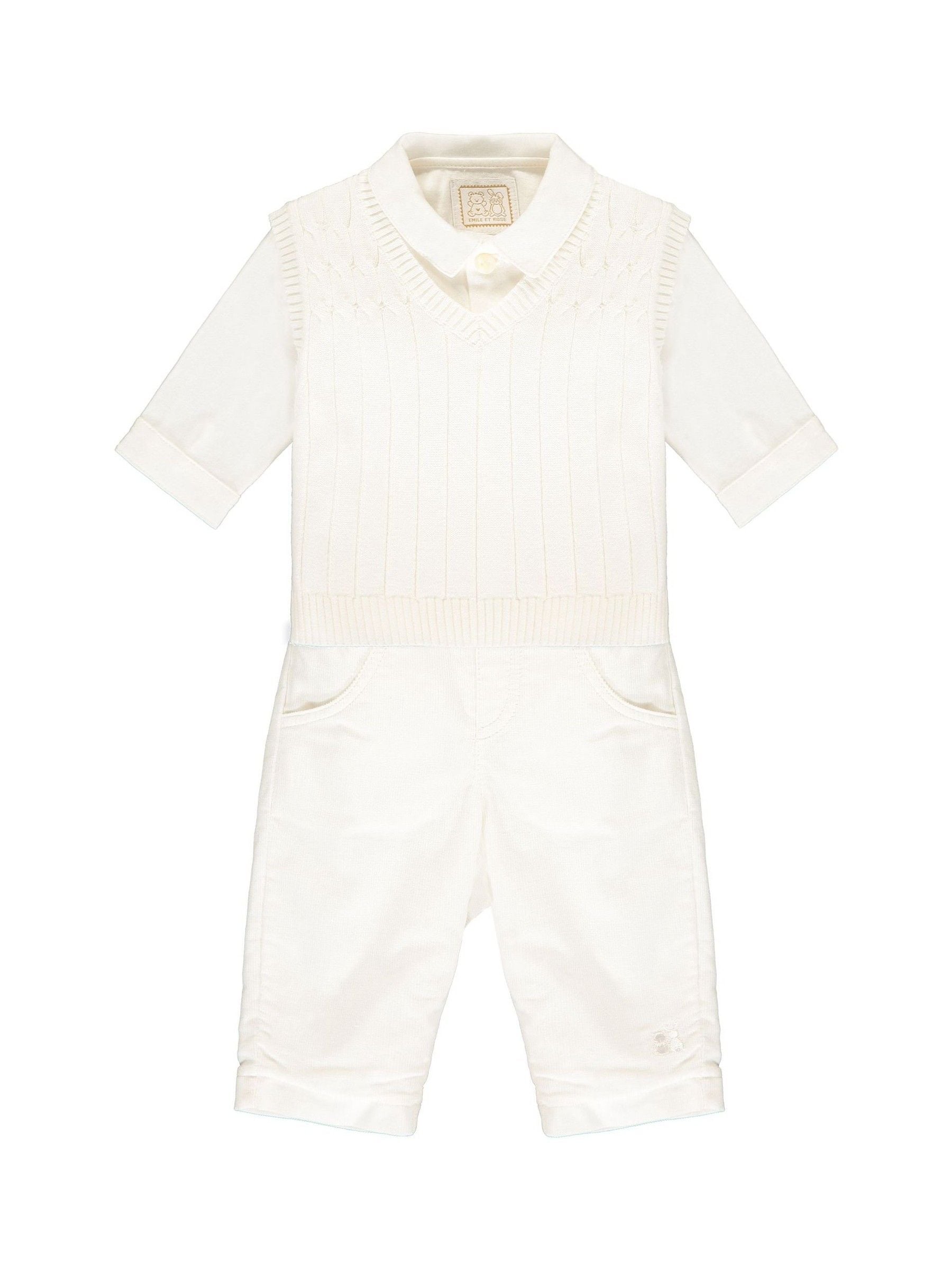 Emile Et Rose Cream 100% Cotton Tank Top, Trousers & Shirt 3pc Set image 2