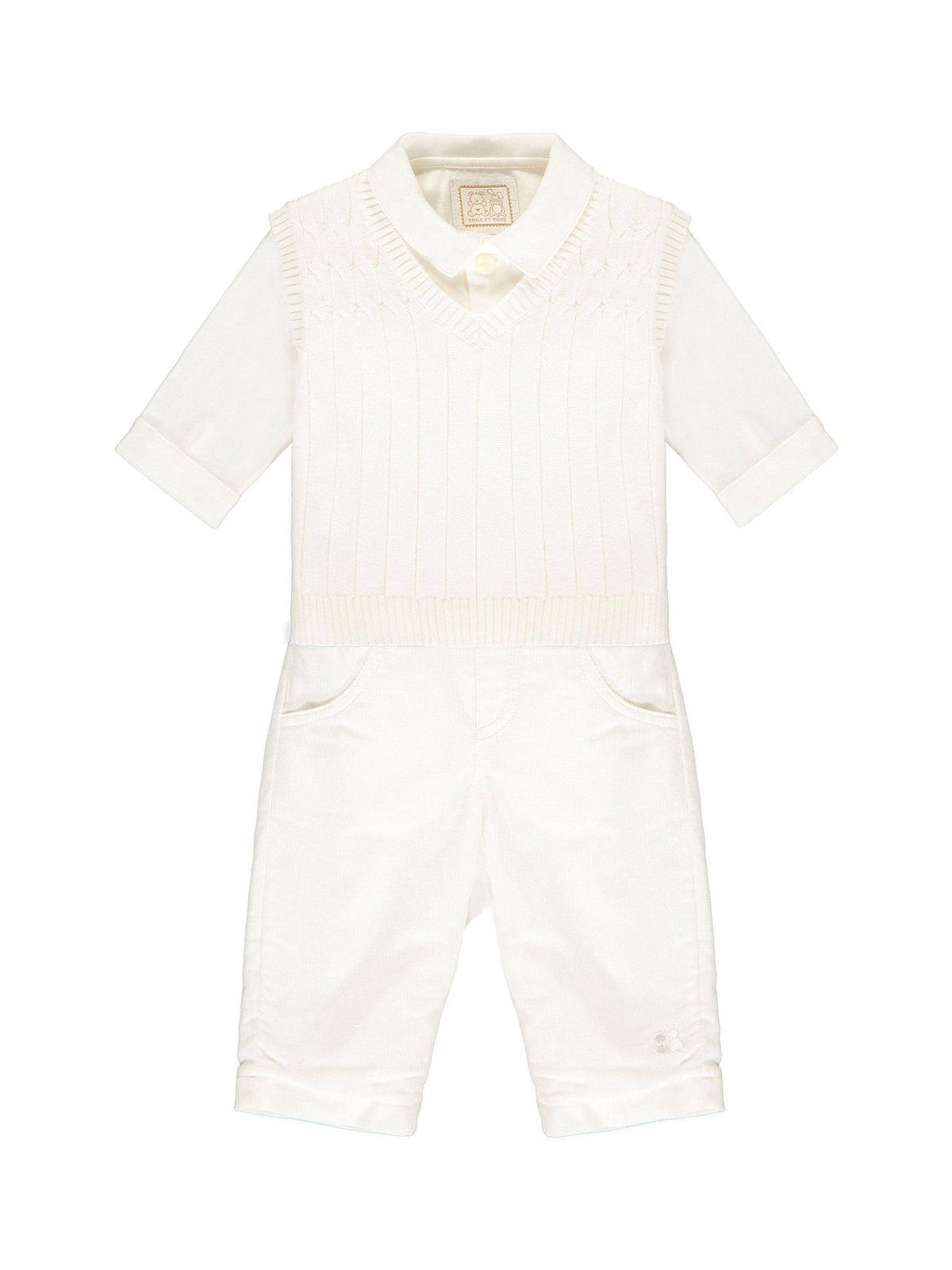 Dsiney Kidz - Emile Et Rose Cream 100% Cotton Tank Top, Trousers & Shirt 3pc Set image 2