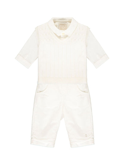 Emile Et Rose Cream 100% Cotton Tank Top, Trousers & Shirt 3pc Set image 2