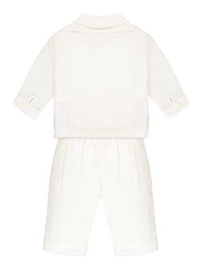 Emile Et Rose Cream 100% Cotton Tank Top, Trousers & Shirt 3pc Set image 3