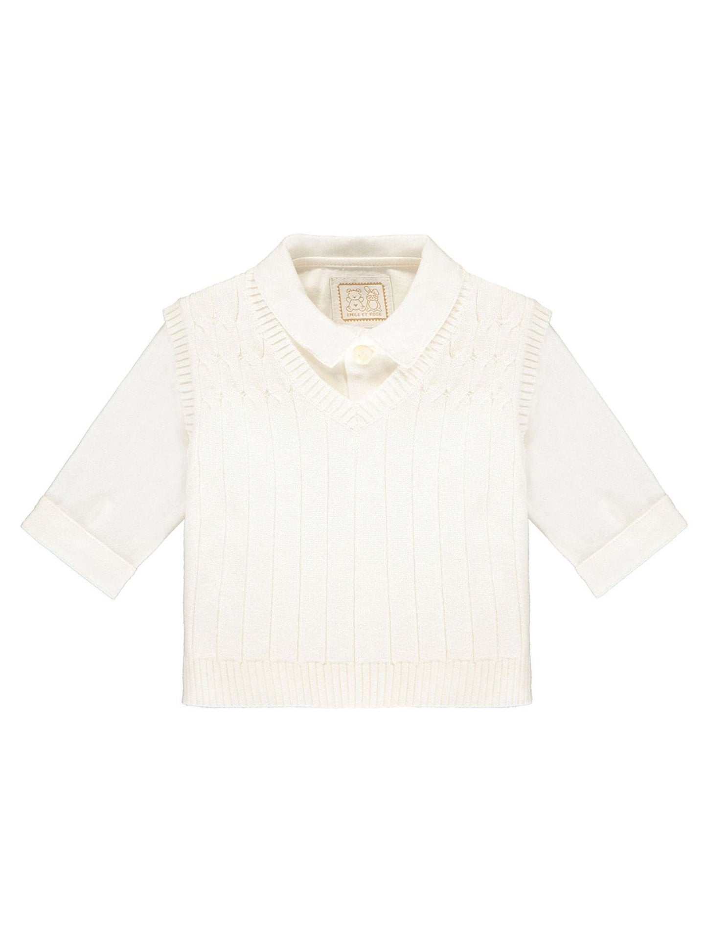 Emile Et Rose Cream 100% Cotton Tank Top, Trousers & Shirt 3pc Set image 5