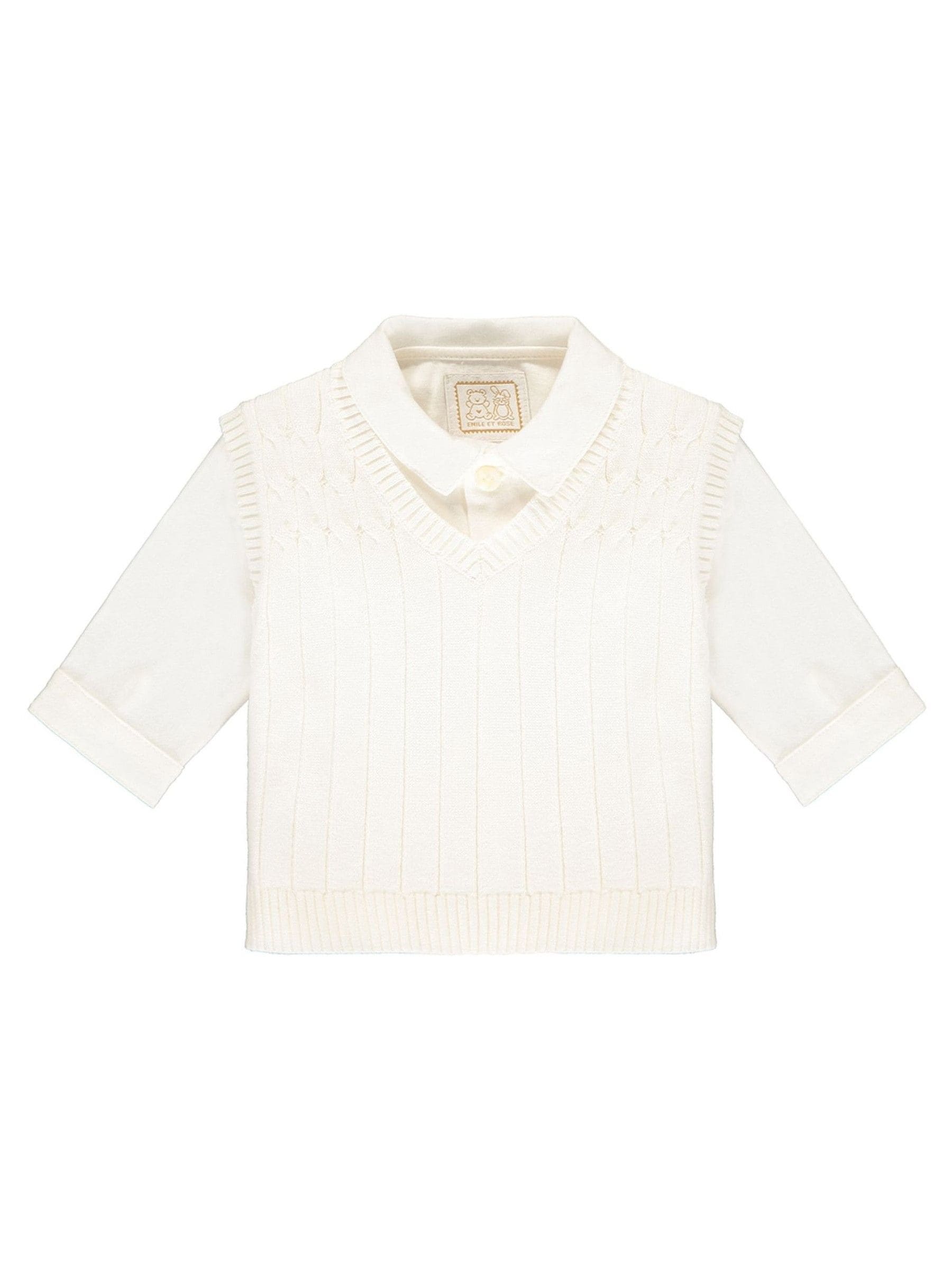 Emile Et Rose Cream 100% Cotton Tank Top, Trousers & Shirt 3pc Set image 5