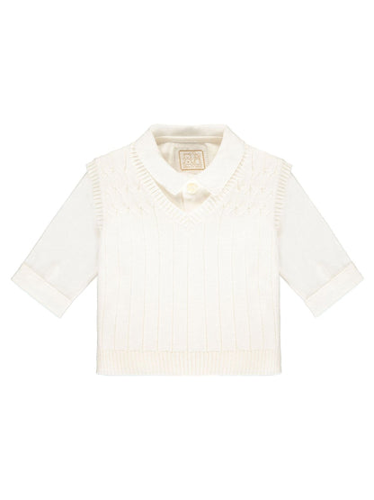 Emile Et Rose Cream 100% Cotton Tank Top, Trousers & Shirt 3pc Set image 5