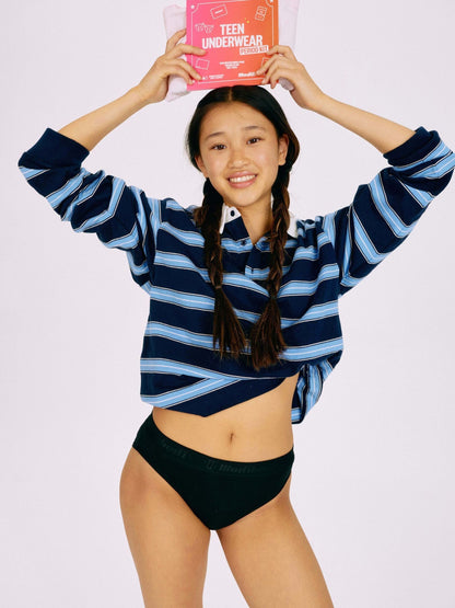 Dsiney Kidz - ModiBodi Black Period - Teen Underwear Period Kit with Hipster Bikini Moderate 2 Pack image 2