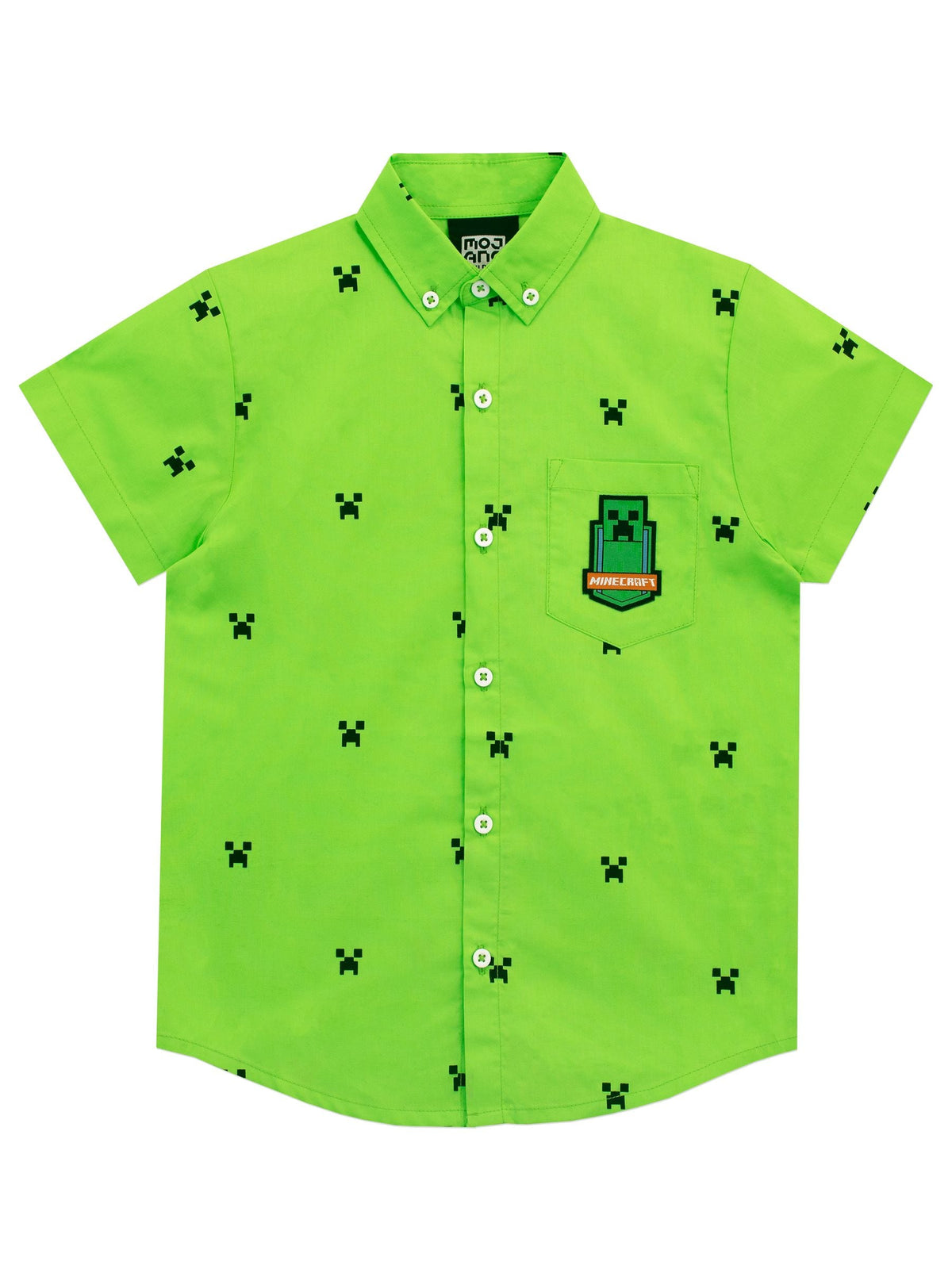 Character Green Minecraft Button Up Short Sleeve Shirt - image 1