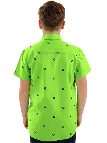 Character Green Minecraft Button Up Short Sleeve Shirt - image 4