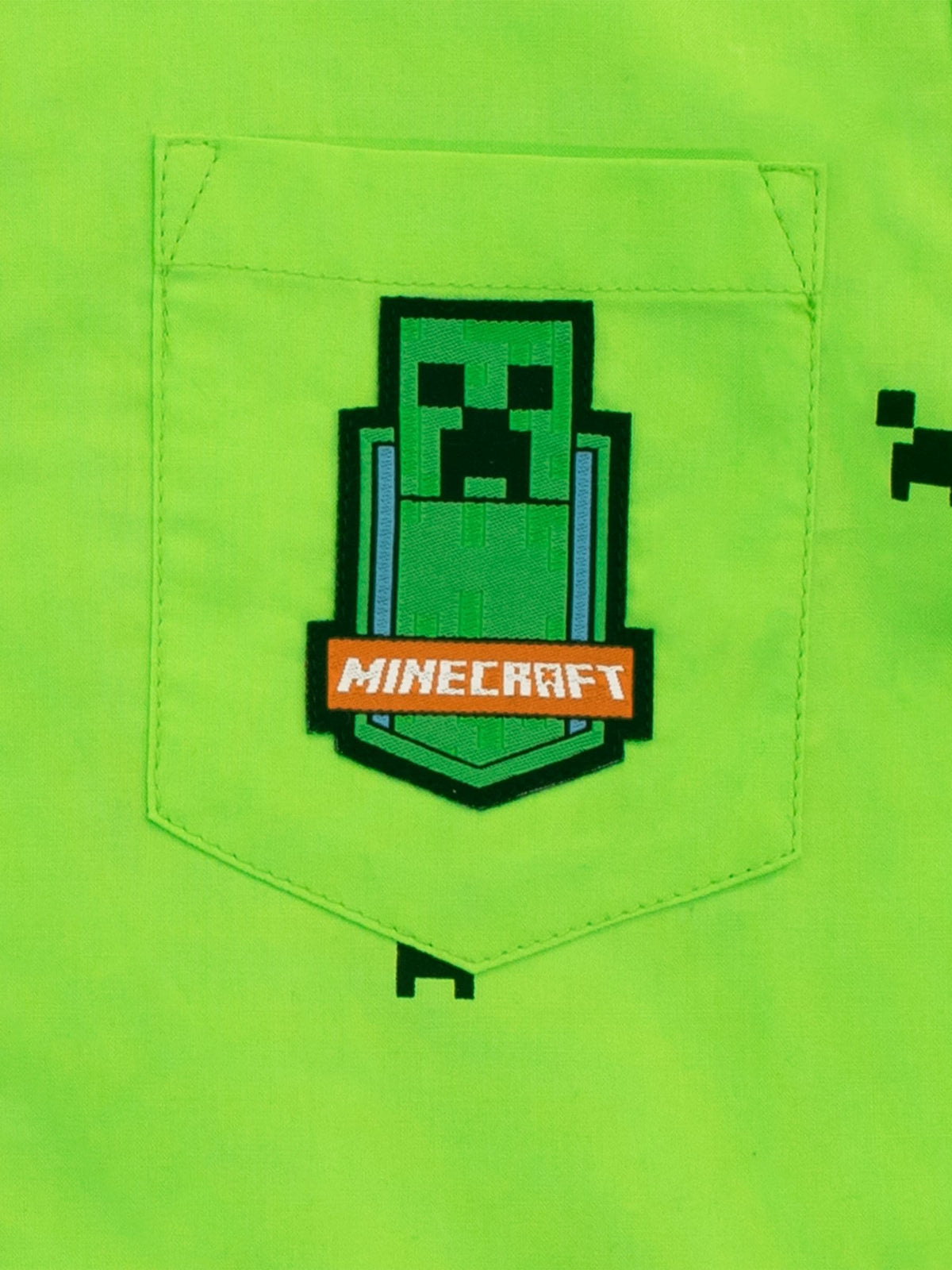 Character Green Minecraft Button Up Short Sleeve Shirt - image 5