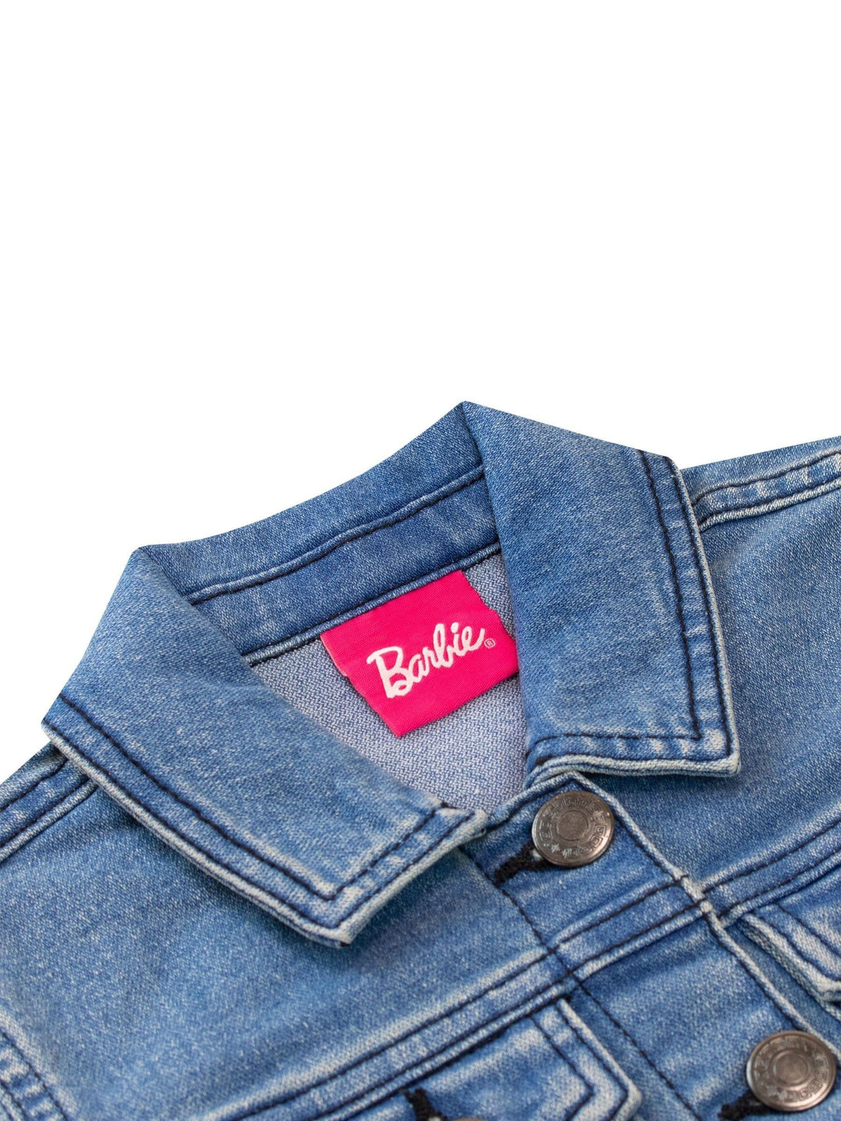 Character Blue Barbie Denim Jacket With Embroidered Patches - image 3