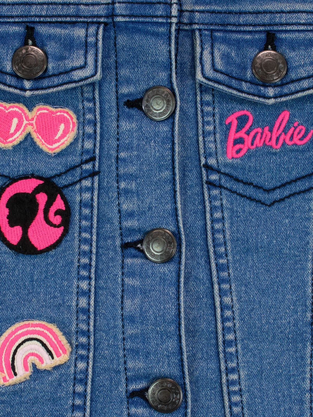 Character Blue Barbie Denim Jacket With Embroidered Patches - image 4