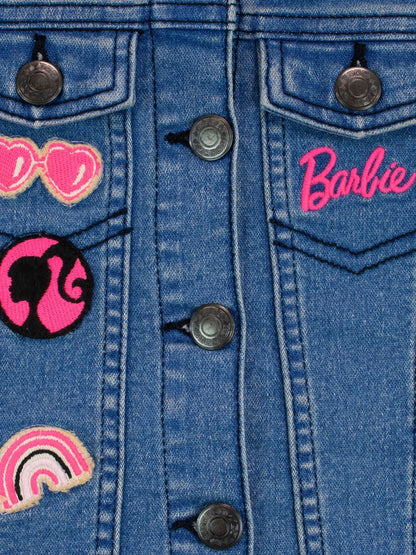 Character Blue Barbie Denim Jacket With Embroidered Patches - image 4