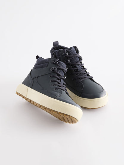 Navy Blue Standard Fit (F) Warm Lined High Top Boots image 1