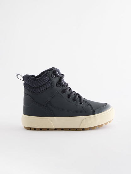 Navy Blue Standard Fit (F) Warm Lined High Top Boots image 2