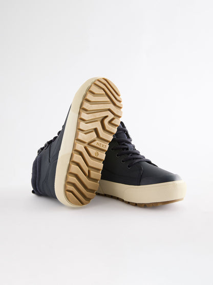 Navy Blue Standard Fit (F) Warm Lined High Top Boots image 3