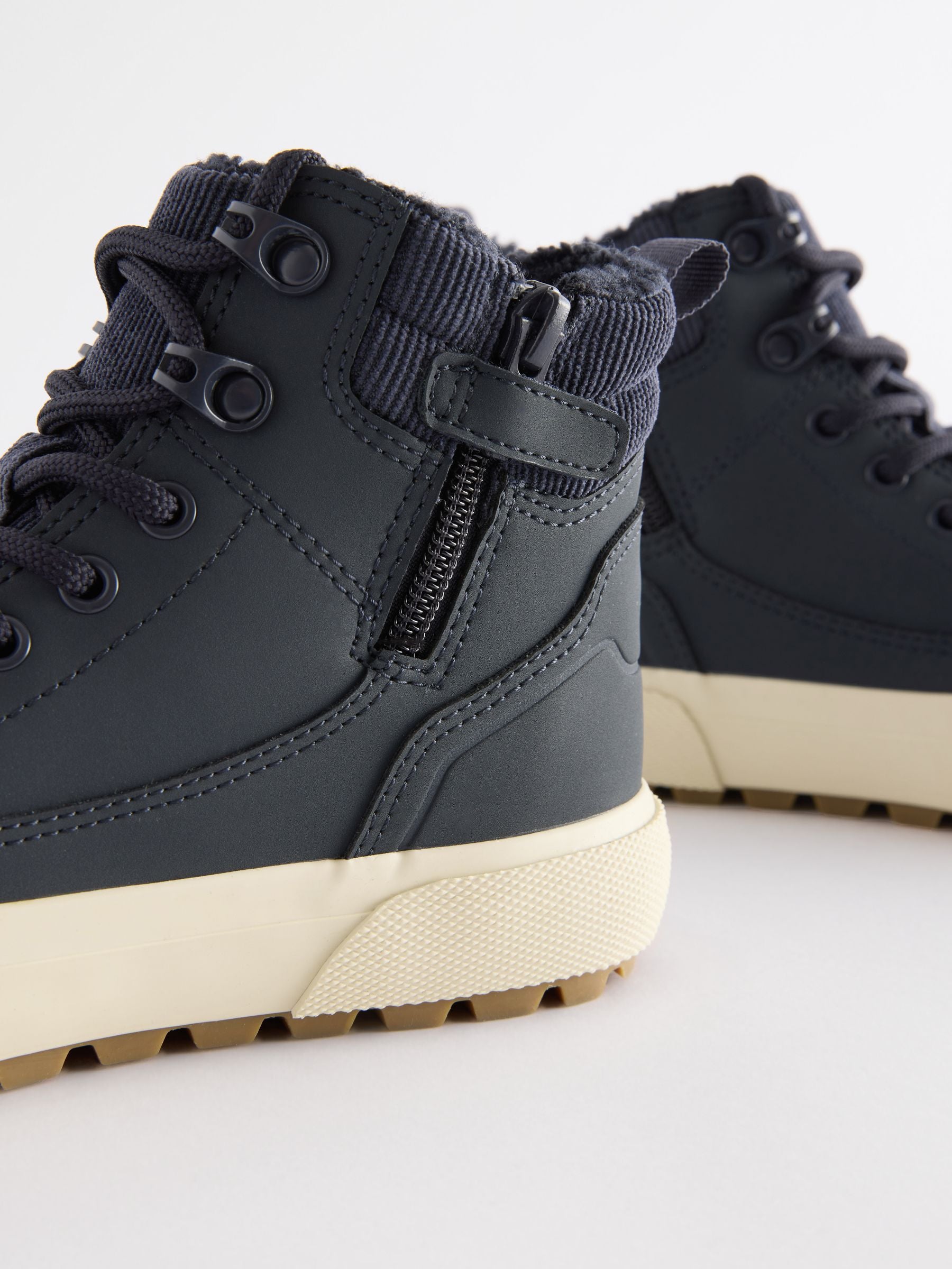 Navy Blue Standard Fit (F) Warm Lined High Top Boots image 4