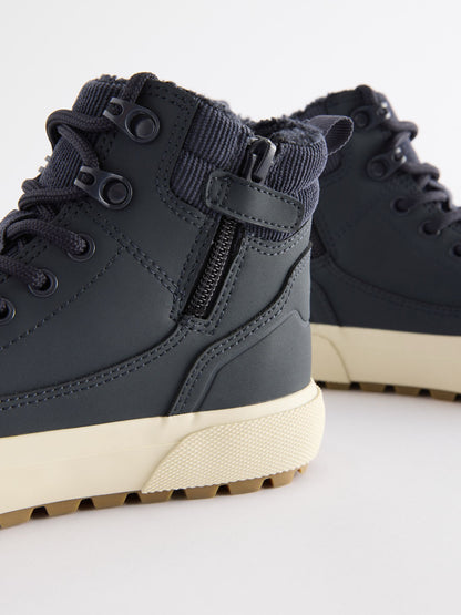 Navy Blue Standard Fit (F) Warm Lined High Top Boots image 4