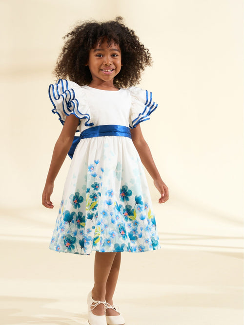 Angel & Rocket White Border Print Emillie Tie Sash Dress image 1