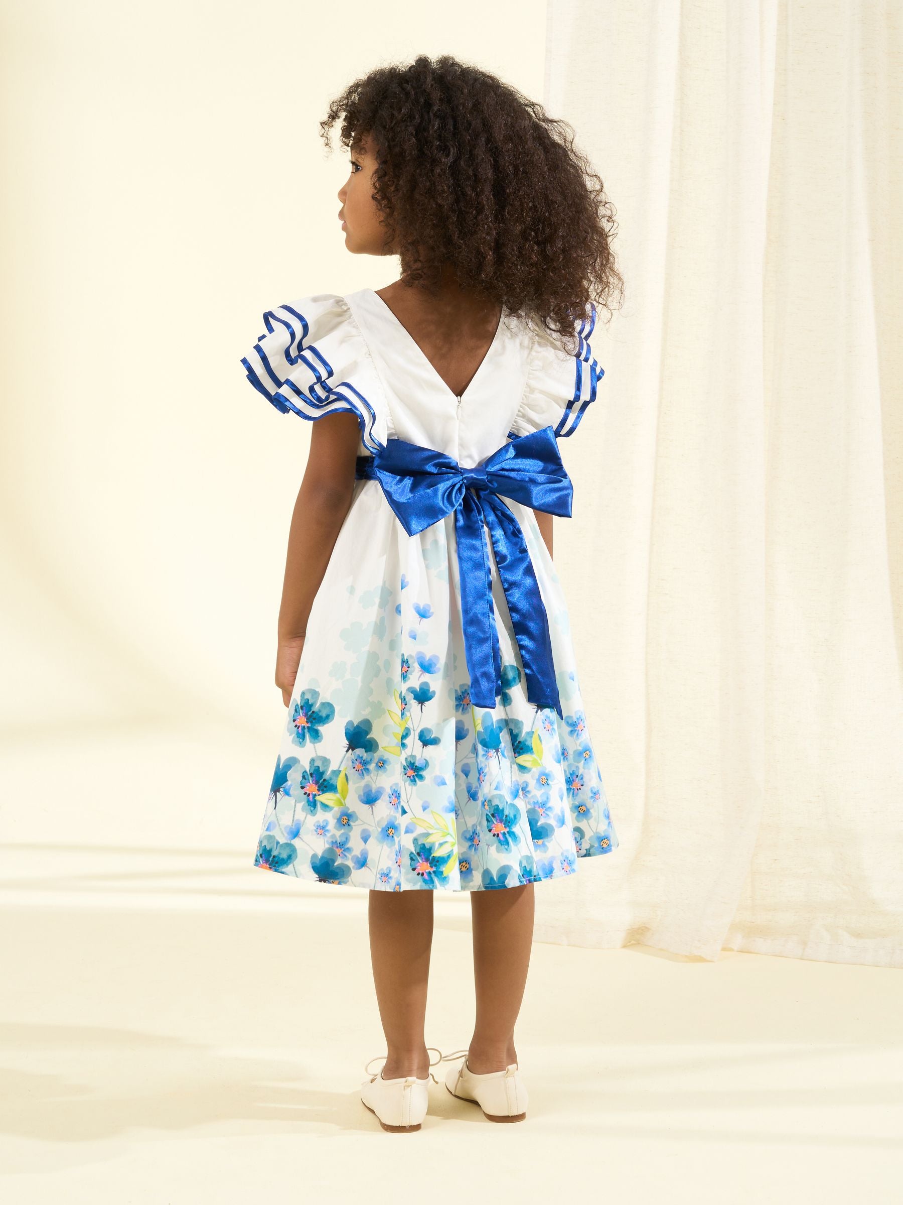 Angel & Rocket White Border Print Emillie Tie Sash Dress image 2