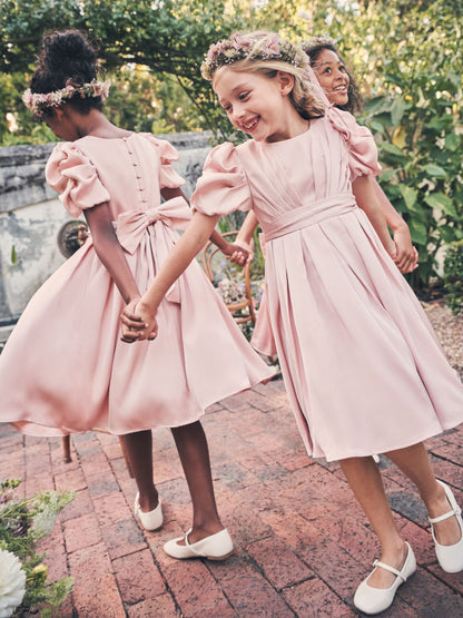 Angel & Rocket Blush Pink Portia Pleated Bodice Bow Dress image 1