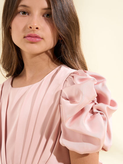 Angel & Rocket Blush Pink Portia Pleated Bodice Bow Dress image 5