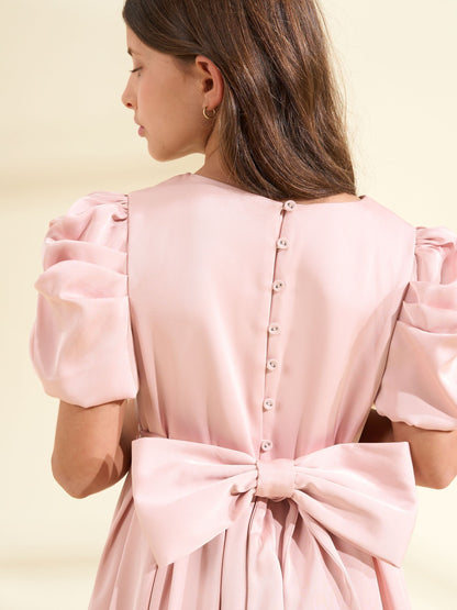 Angel & Rocket Blush Pink Portia Pleated Bodice Bow Dress image 6