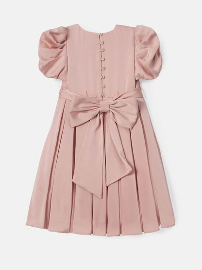 Angel & Rocket Blush Pink Portia Pleated Bodice Bow Dress image 8