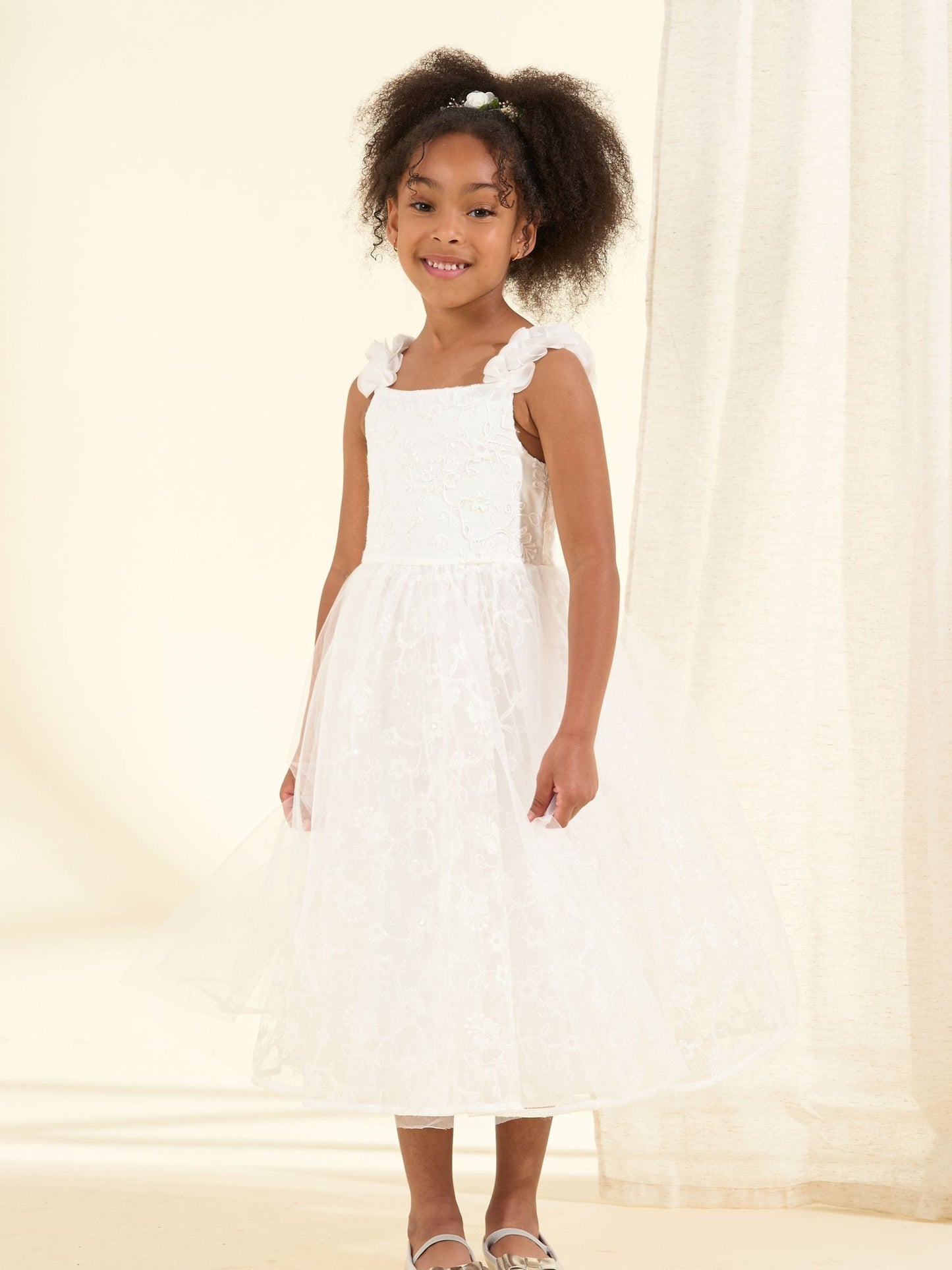 Angel & Rocket White Sparkle Embroidered Olivia Dress image 3