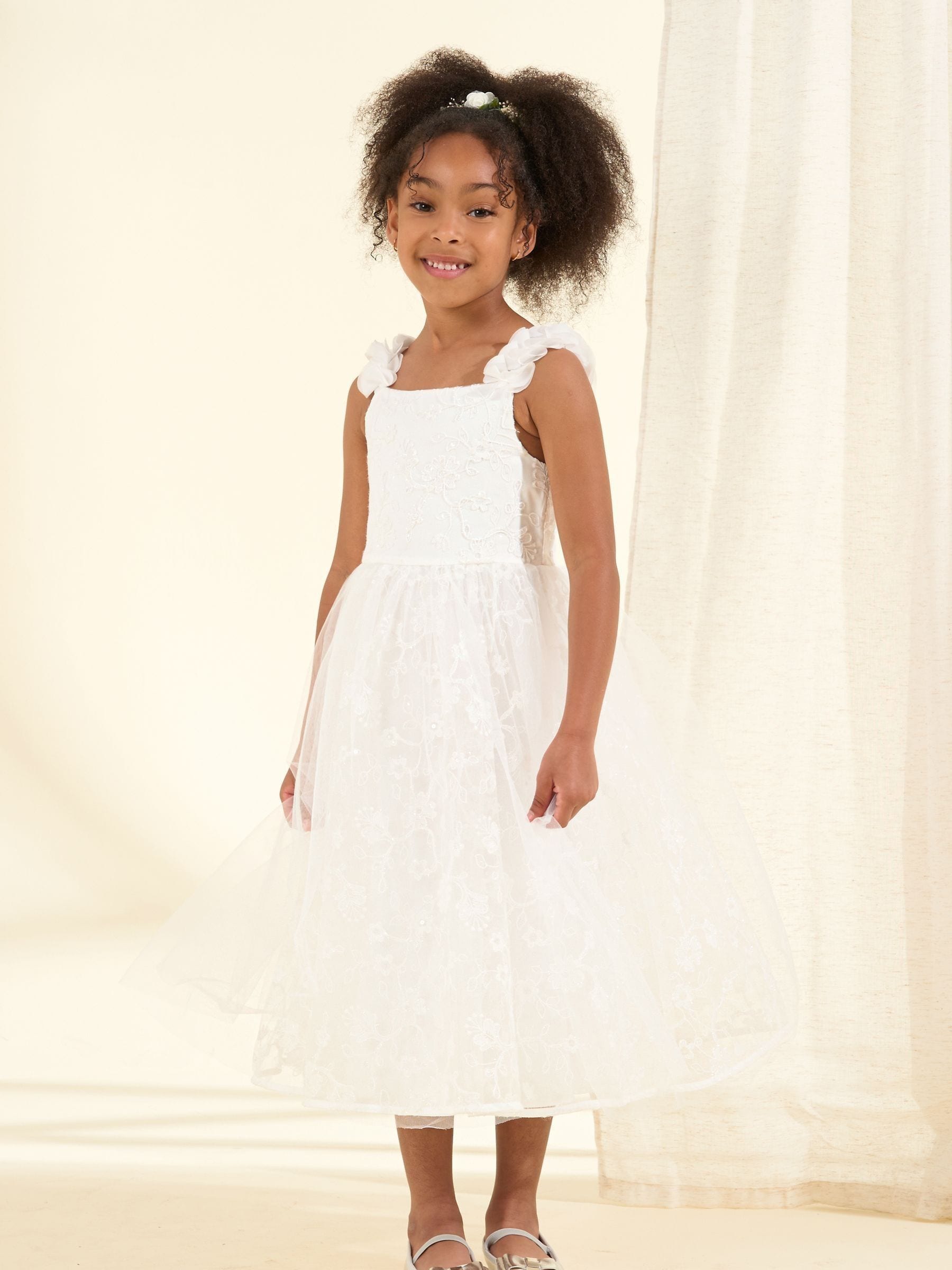 Angel & Rocket White Sparkle Embroidered Olivia Dress image 3
