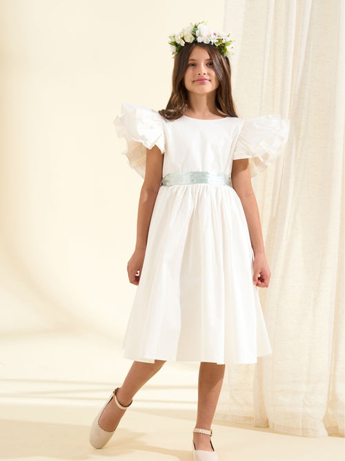 Dsiney Kidz - Angel & Rocket White Taffeta Ruffle Bow Sylvie Dress image 1