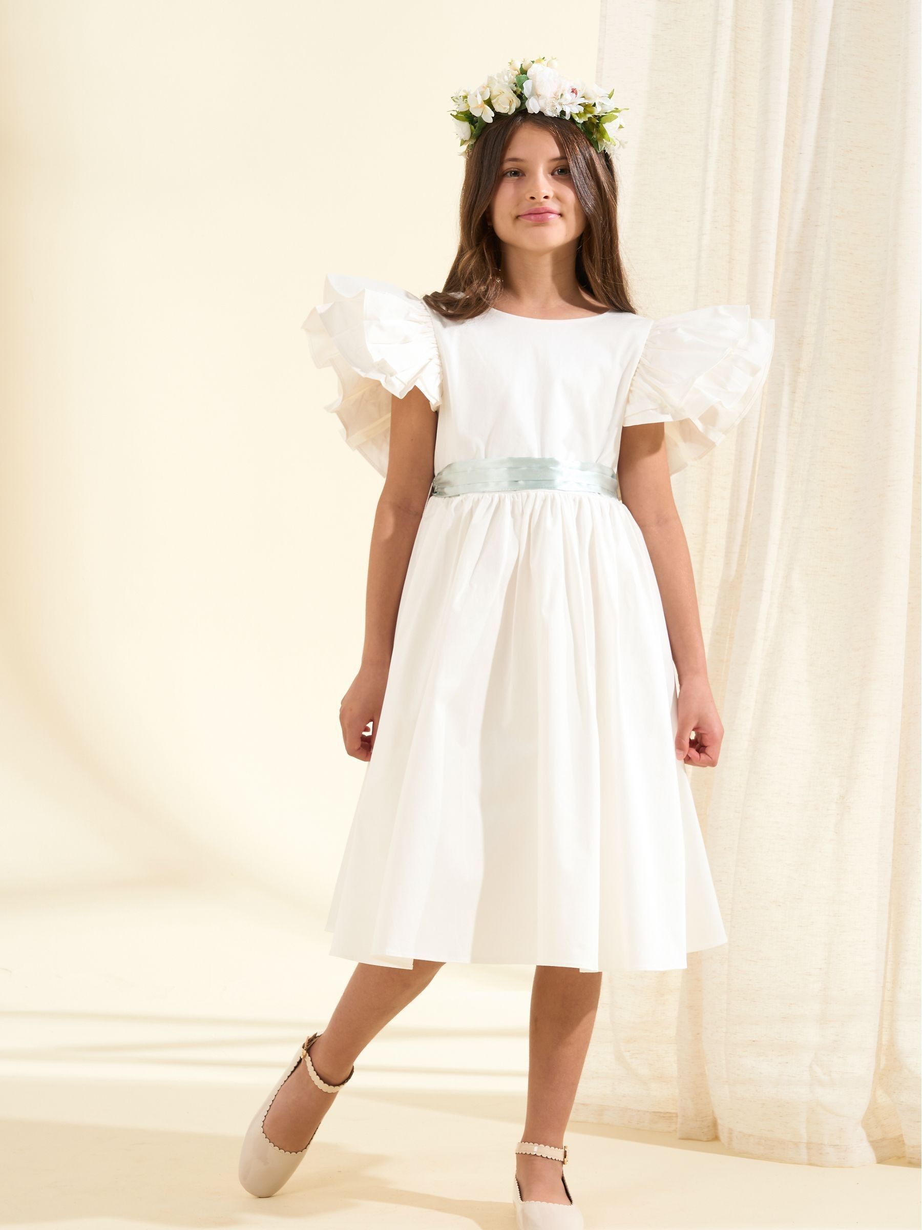 Angel & Rocket White Taffeta Ruffle Bow Sylvie Dress image 1
