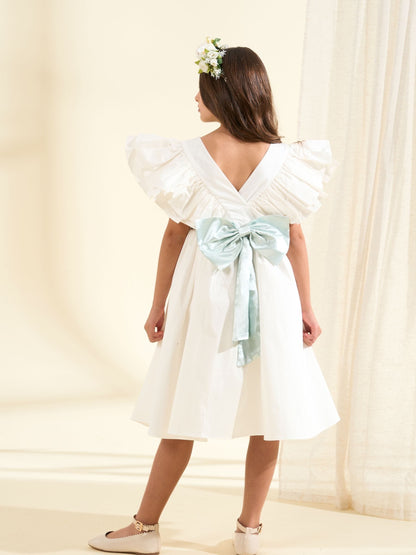 Angel & Rocket White Taffeta Ruffle Bow Sylvie Dress image 2