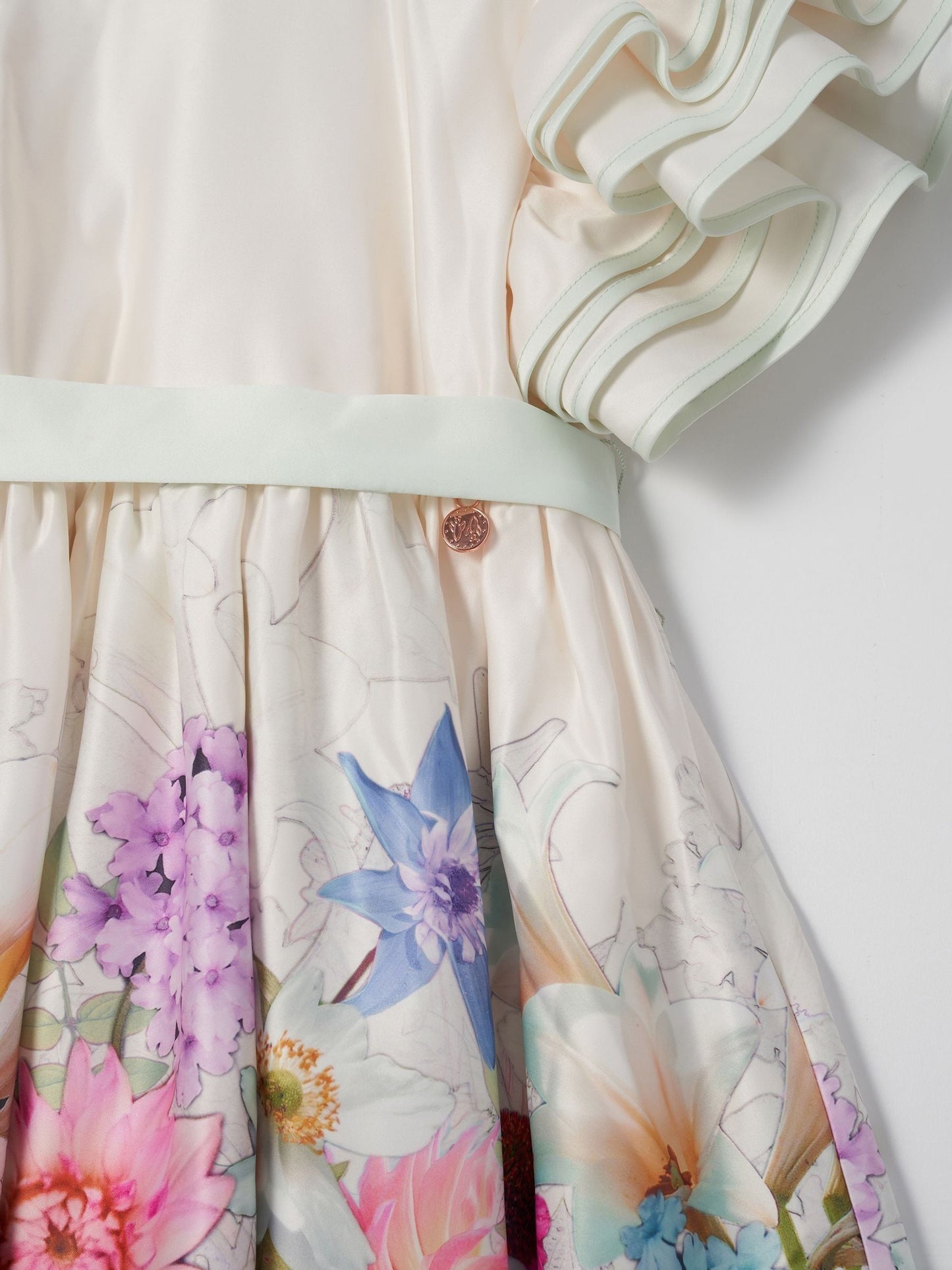 Angel & Rocket Cream Border Print Emillie Tie Sash Dress image 10