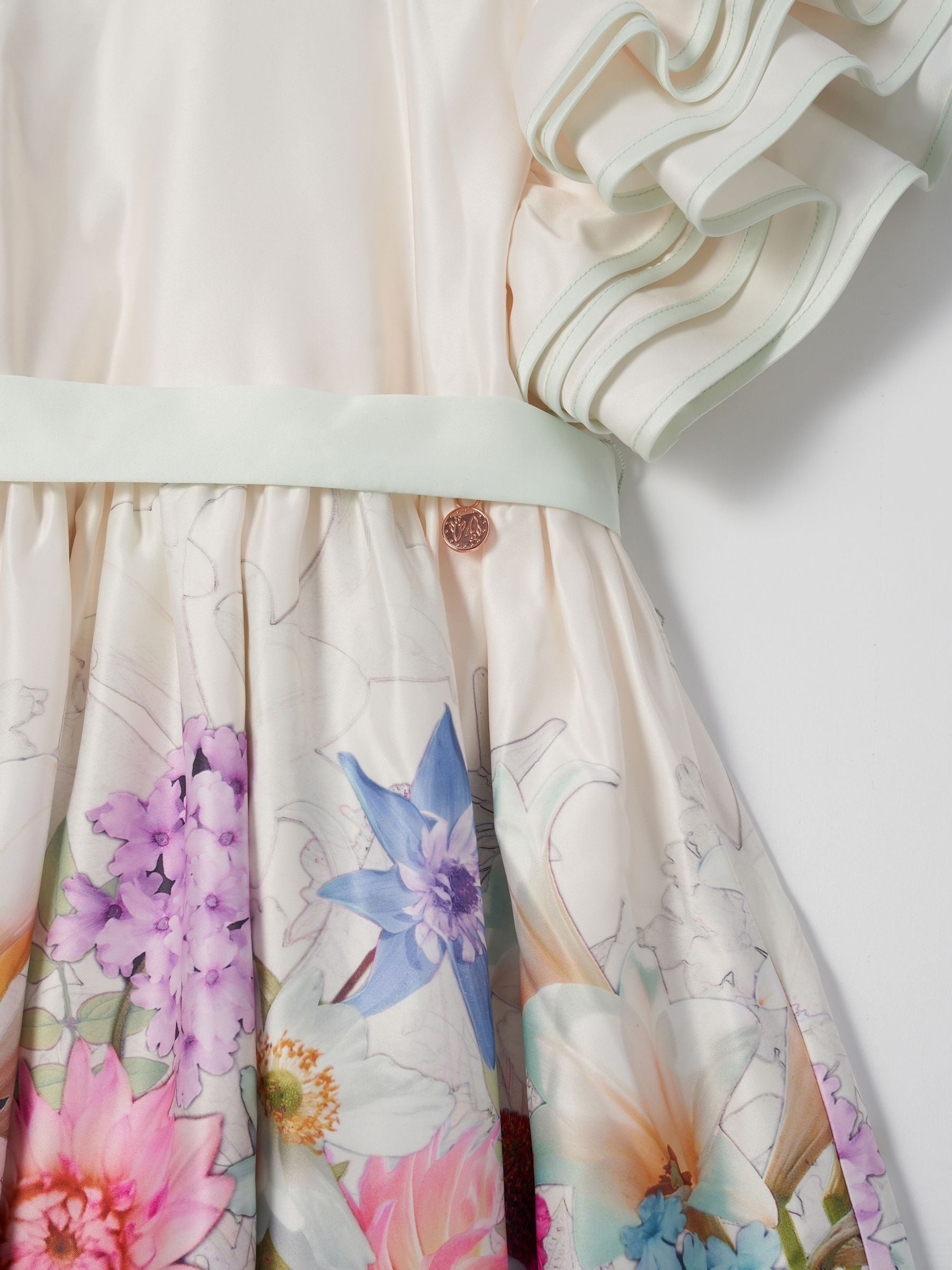 Angel & Rocket Cream Border Print Emillie Tie Sash Dress image 10