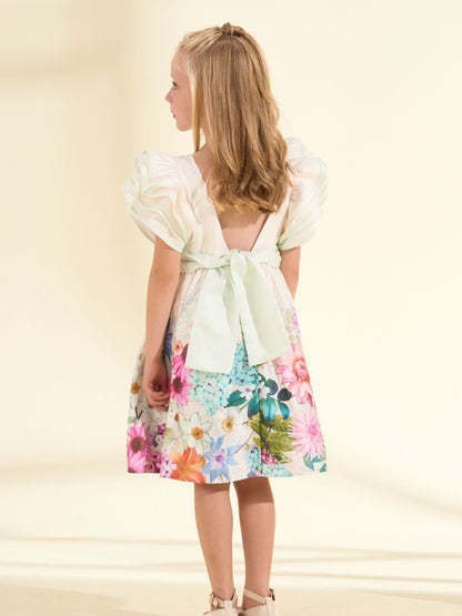 Angel & Rocket Cream Border Print Emillie Tie Sash Dress image 4