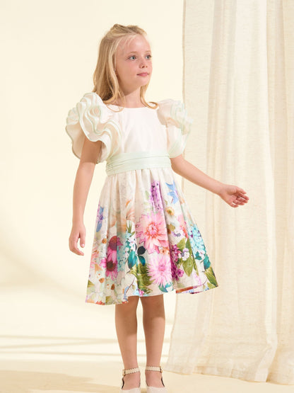 Angel & Rocket Cream Border Print Emillie Tie Sash Dress image 6