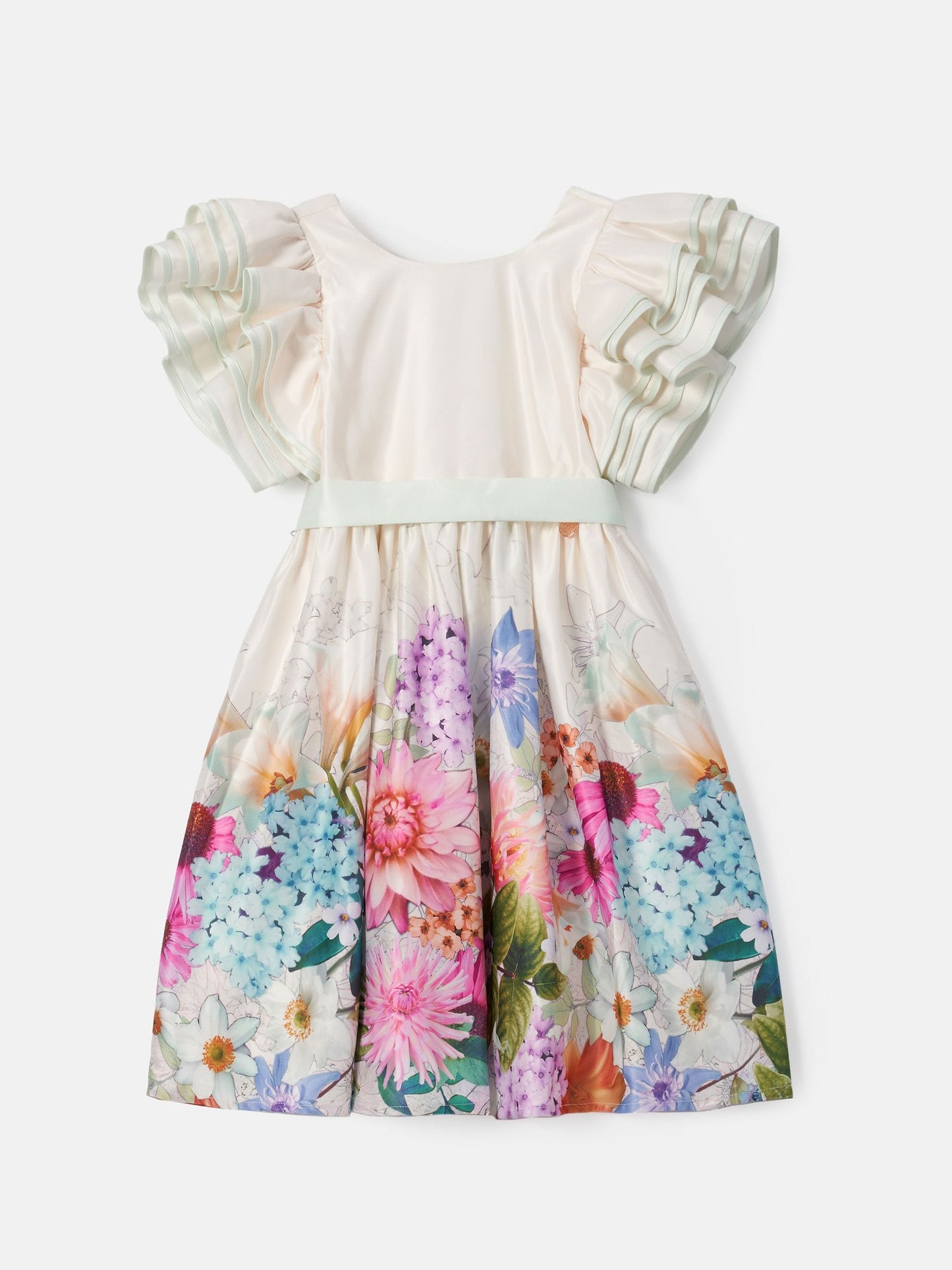 Angel & Rocket Cream Border Print Emillie Tie Sash Dress image 8