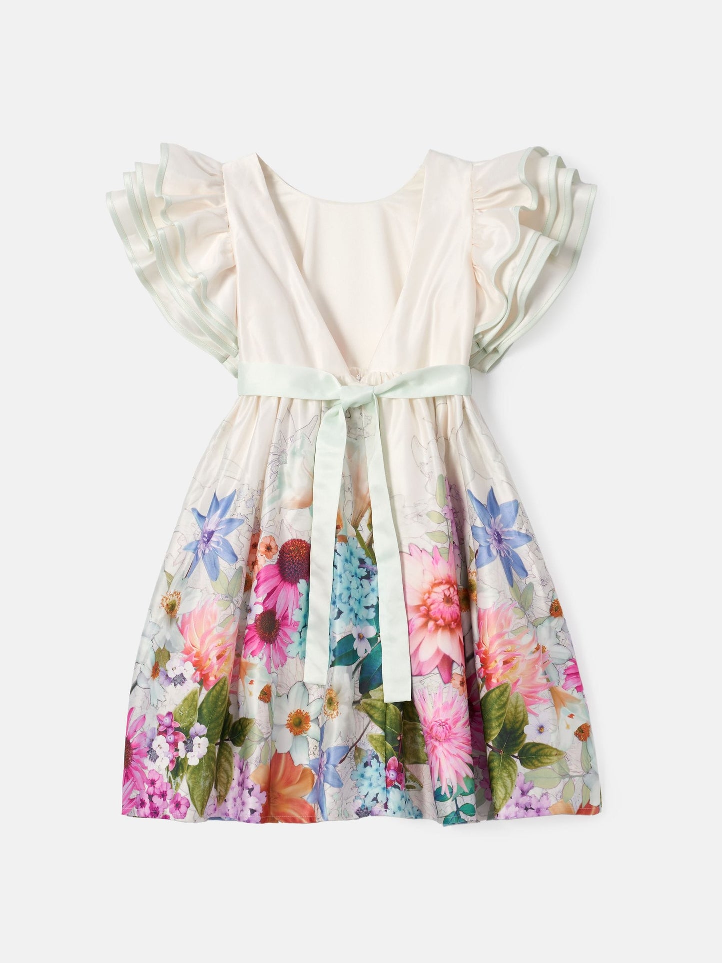 Angel & Rocket Cream Border Print Emillie Tie Sash Dress image 9