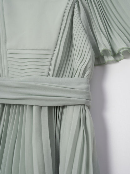 Angel & Rocket Green Pleated Ballerina Occasion Bow Dress image 6