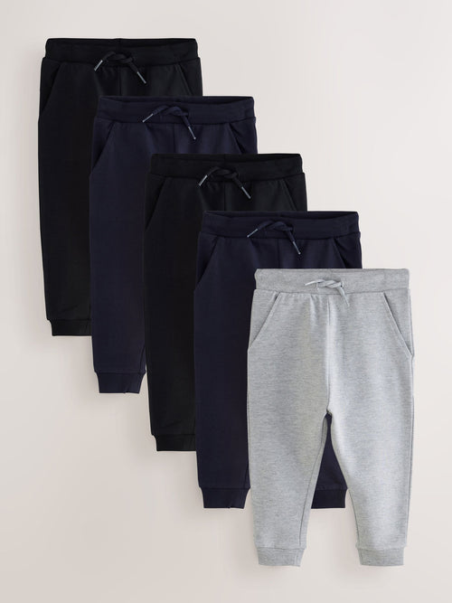 Dsiney Kidz - Black/Navy/Grey Skinny Fit Joggers 5 Pack (3mths-7yrs) image 1