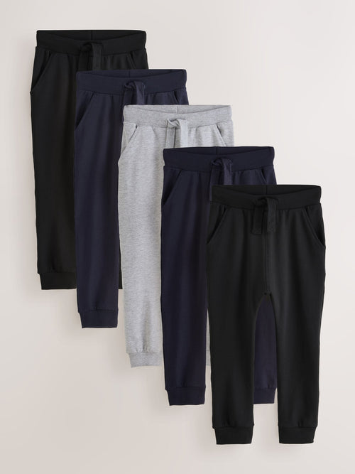 Black/Navy/Grey Skinny Fit Joggers 5 Pack (3mths-7yrs) image 1
