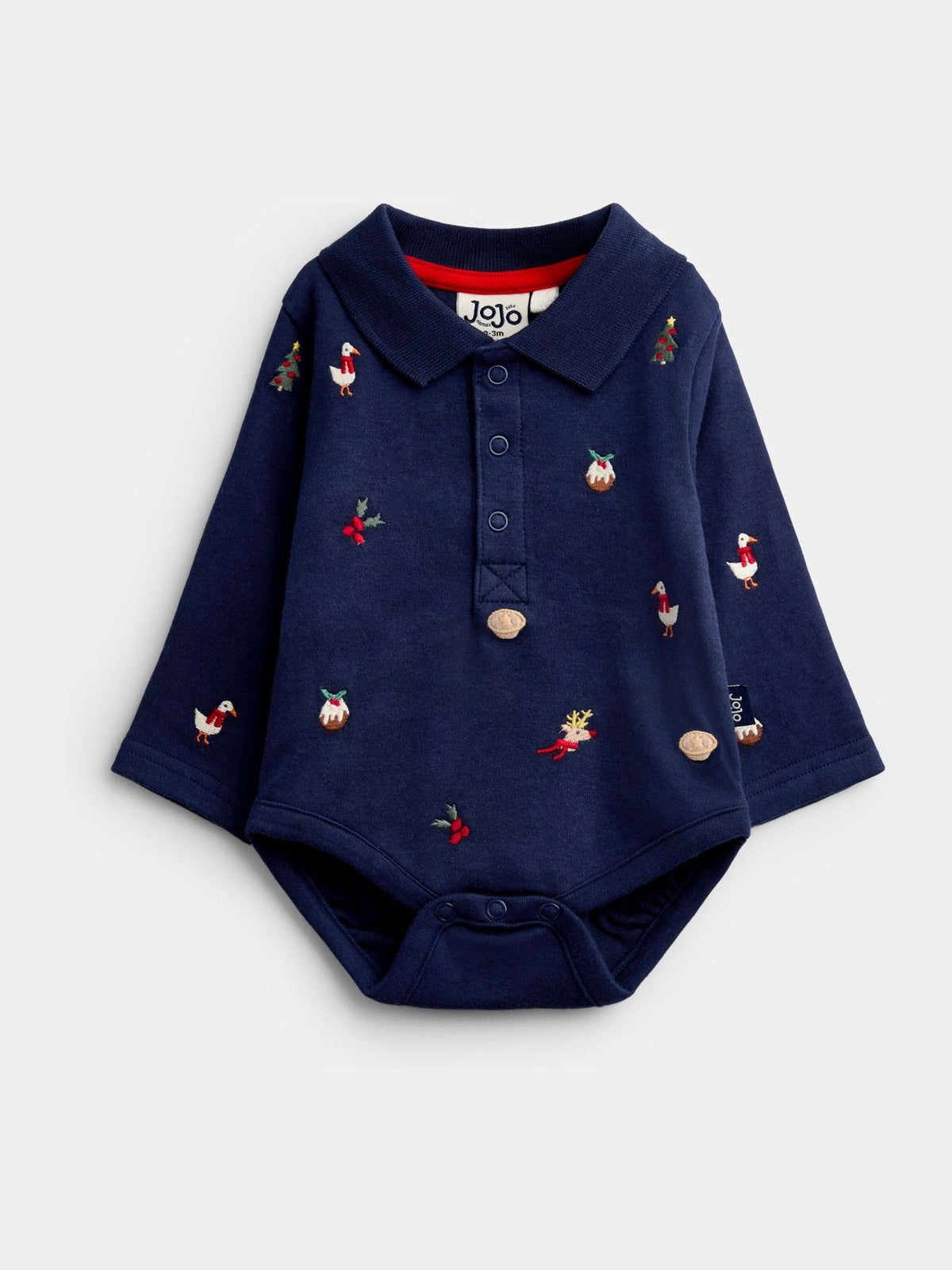 JoJo Maman Bébé Navy Blue Christmas Embroidered Body - image 1