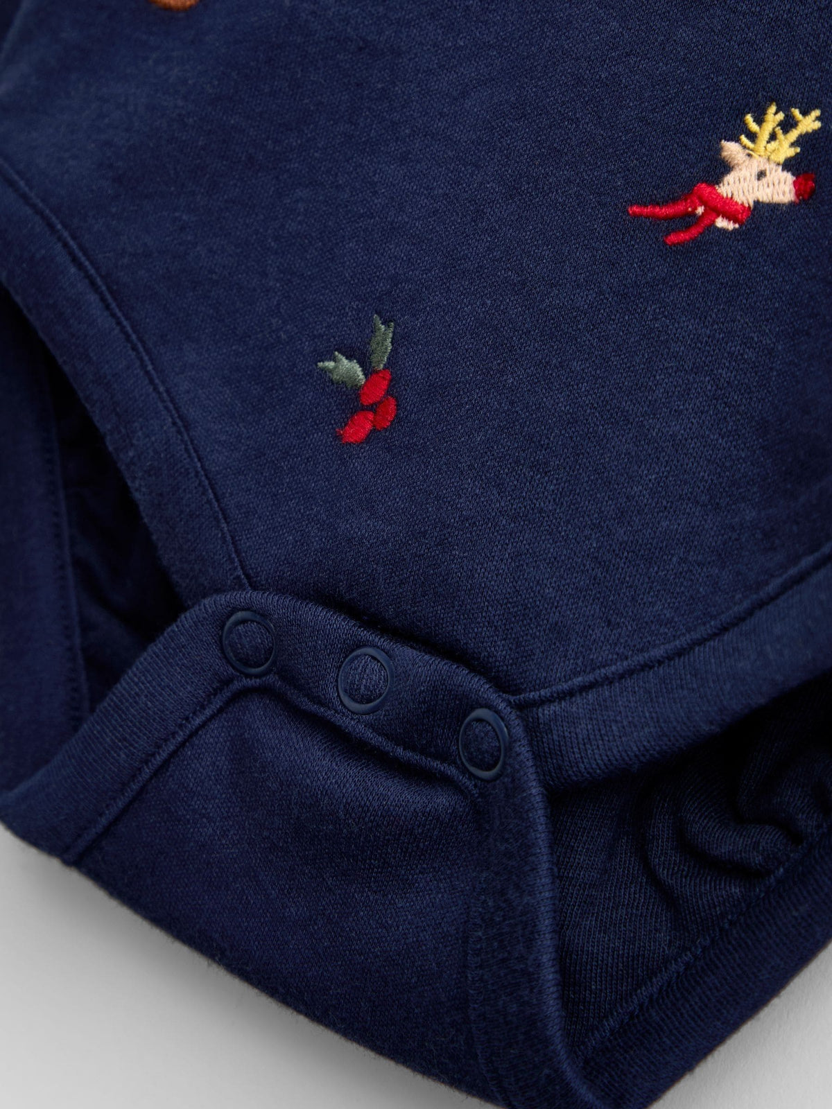 JoJo Maman Bébé Navy Blue Christmas Embroidered Body - image 3