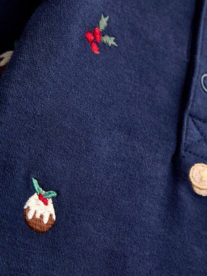 JoJo Maman Bébé Navy Blue Christmas Embroidered Body - image 4