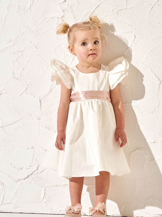 Angel & Rocket Cream Sylvie Sateen Sash Bow Dress image 1