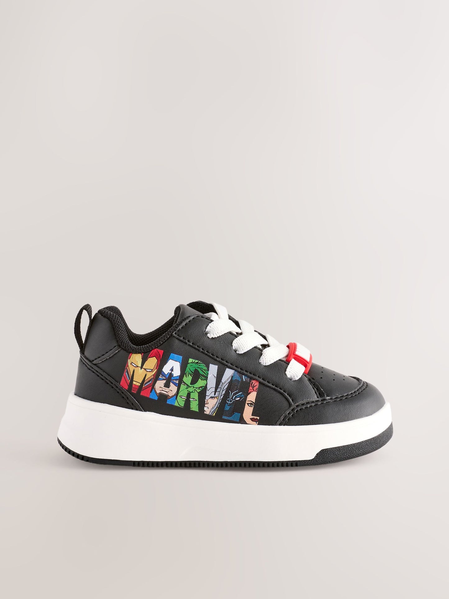 Black Standard Fit (F) Marvel Elastic Lace Trainers image 4