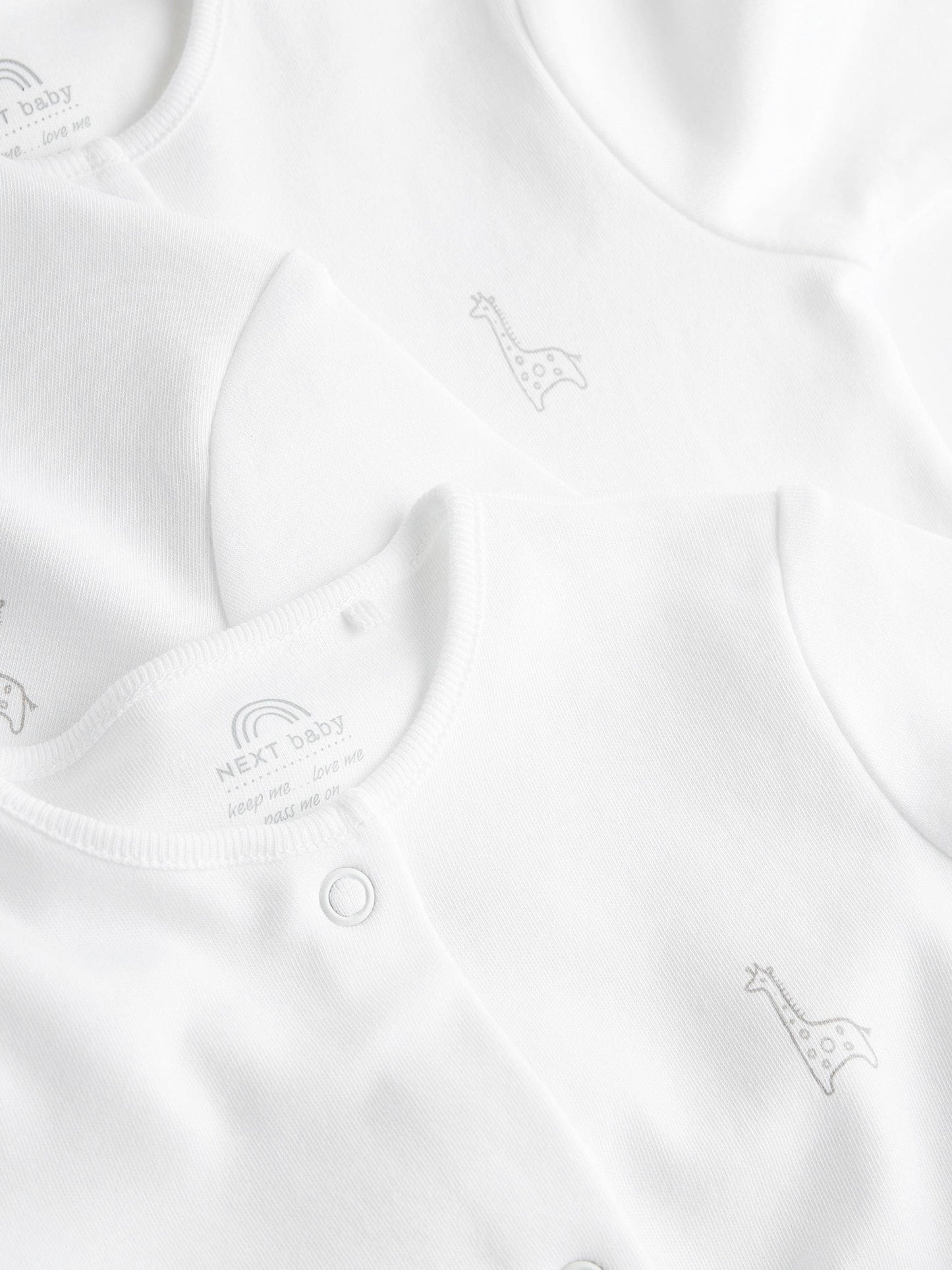 White 3 Pack 100% Cotton Baby Sleepsuits (0-18mths) image 8