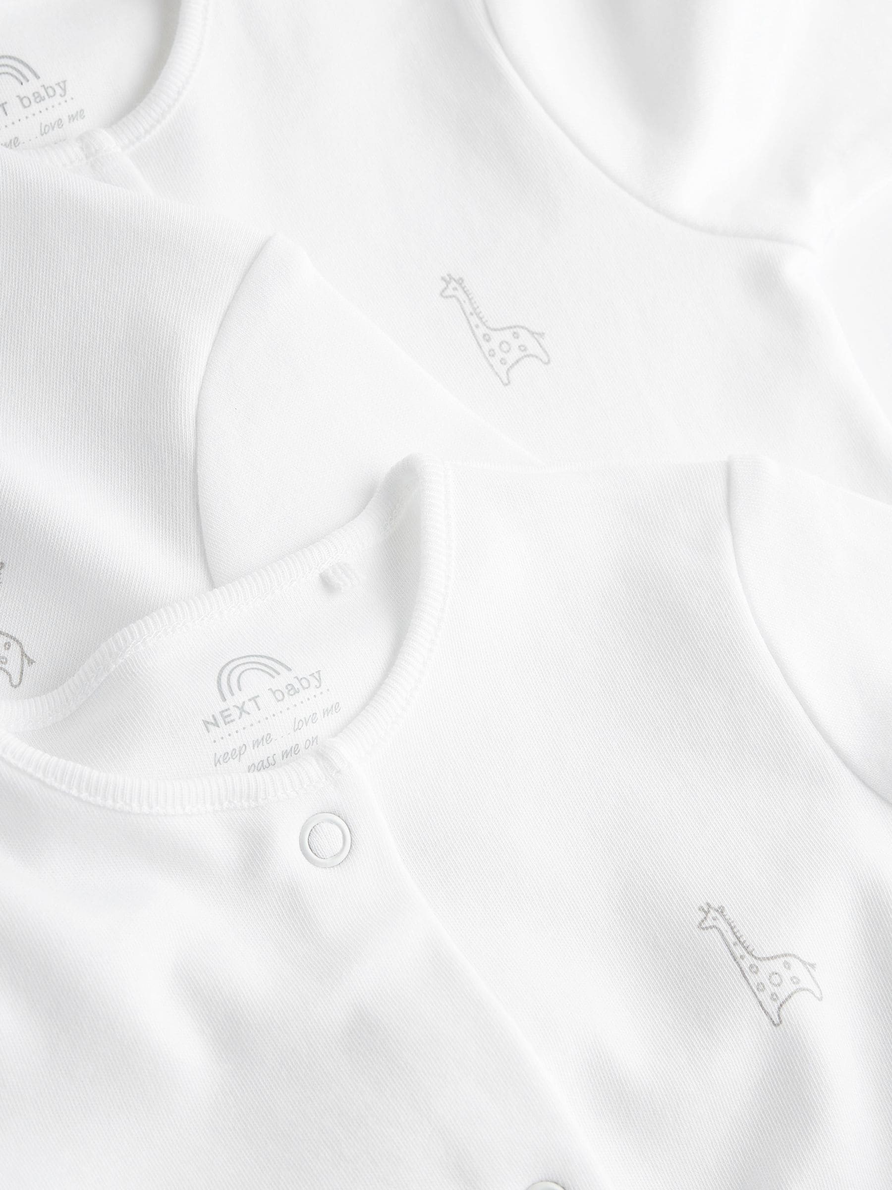White 3 Pack 100% Cotton Baby Sleepsuits (0-18mths) image 8