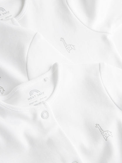 White 3 Pack 100% Cotton Baby Sleepsuits (0-18mths) image 8
