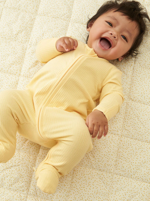MORI Yellow Stretch Supersoft 2 Way Zip Sleepsuit image 1