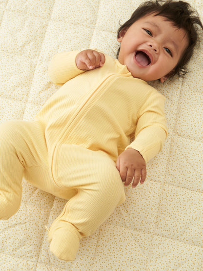 MORI Yellow Stretch Supersoft 2 Way Zip Sleepsuit image 1