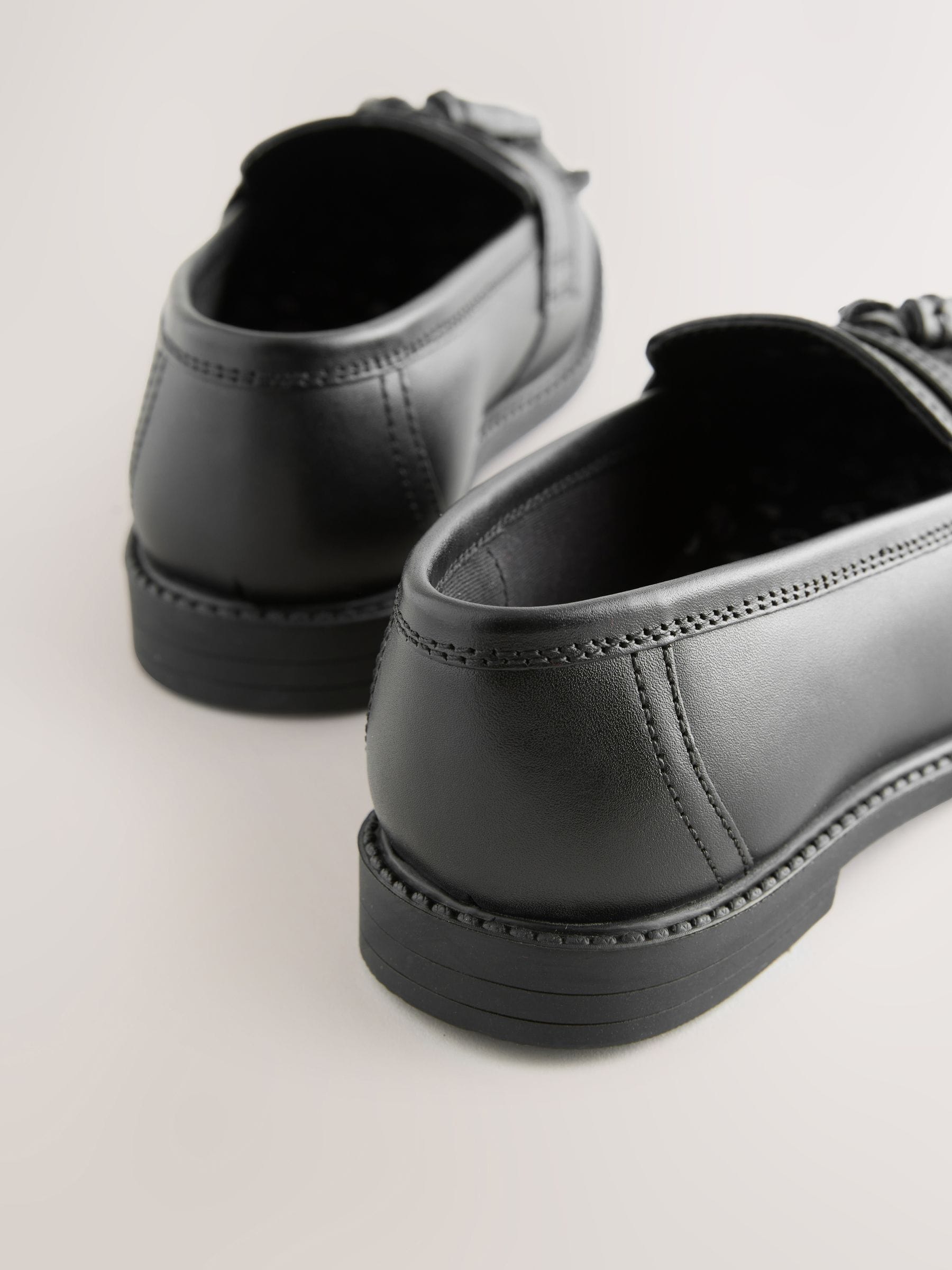 Matt Black Wide Fit (G) Leather Tassel Loafer School Shoes image 3